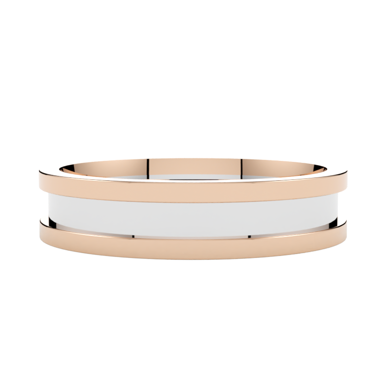 Płaska obrączka ślubna wielokolorowa z różowego i białego złota